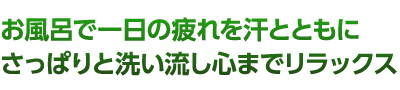 お風呂で一日の疲れを汗とともにさっぱりと洗い流し心までリラックス